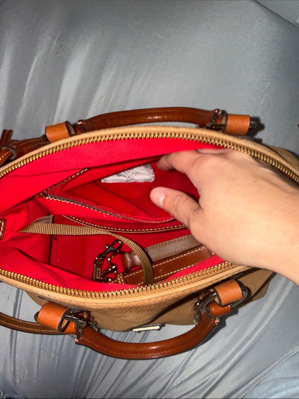 Dooney & Bourke Caramel Brown Pebble Leather Shoulder Bag - Picture 4 of 7